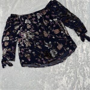 Dalia Navy Floral Off-Shoulder Blouse